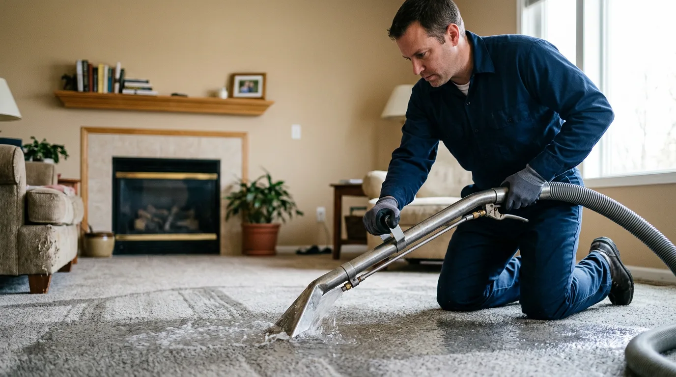 Water damage restoration technician working near Bonduel, WI